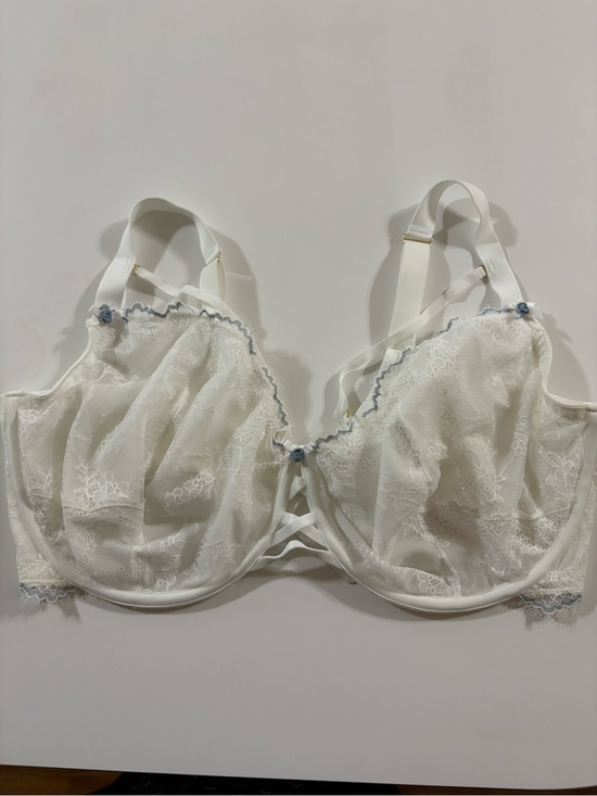 Cacique Other - Cacique Ivory Lace Bra with Light Blue Trim